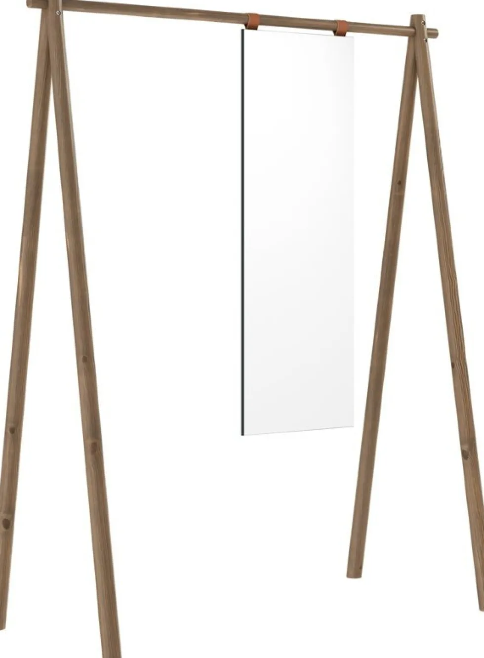 Portant avec miroir en pin foncé laqué 74 x 150 x 177 cm Hongi - Karup Design