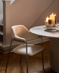 Porte-bougie en grès beige 16x7,5cm Natuna - Nordal