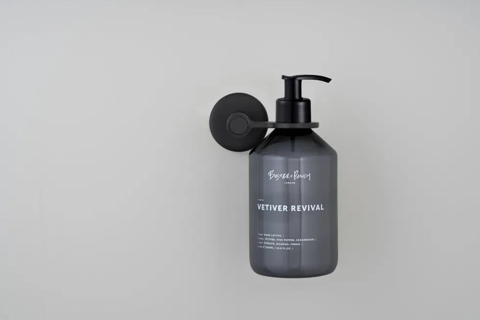 Porte bouteille de savon simple en métal massif noir 14 cm - Buster+Punch