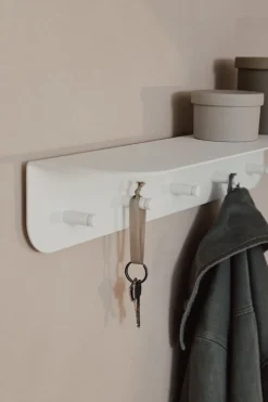 Porte-manteau mural en acier blanc 5 crochets 60x15,5x10,5cm Malou - Metallbude