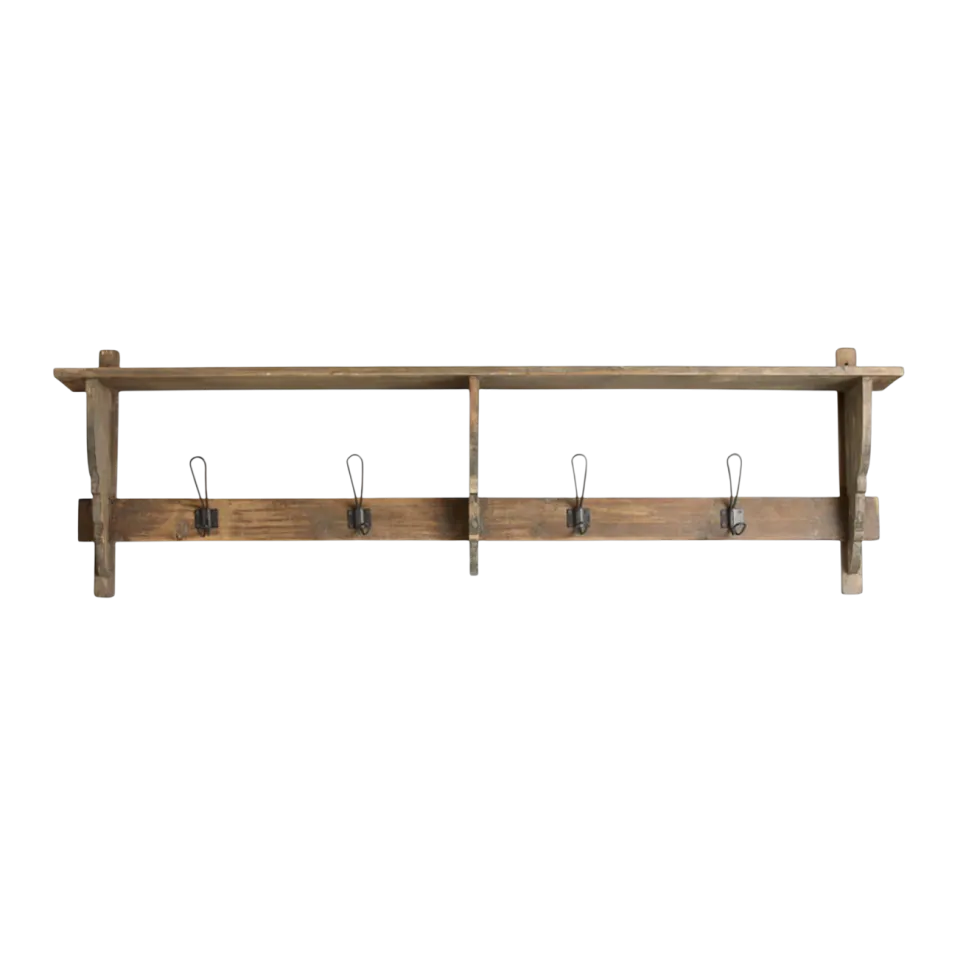 Porte-manteaux 4 crochets en bois récupéré CARONU - Nordal