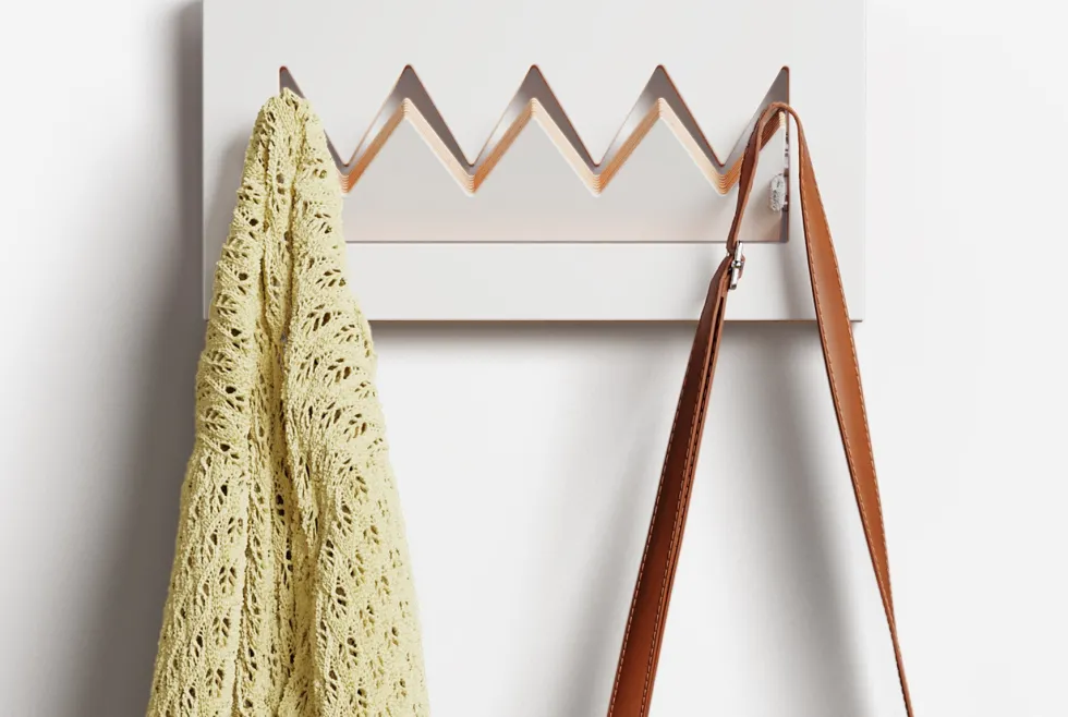 Porte-manteaux en bouleau teinté blanc 40x20cm Fläpps Crownhäng - Ambivalenz