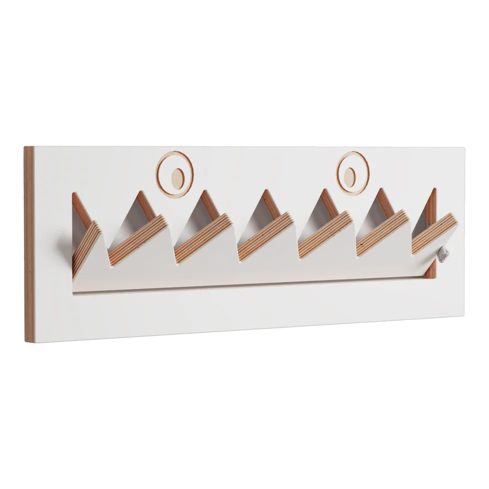 Porte-manteaux en bouleau teinté blanc 60x20cm Fläpps Monsterhäng - Ambivalenz