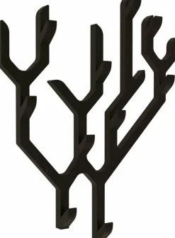 Porte manteaux mural en bois de chêne teinté noir 57 x 7,3 x 68 cm Ambroise - Hartô