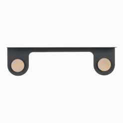 Porte manteaux étagère en chêne blanchie huilé et acier noir 50 cm - Gazzda