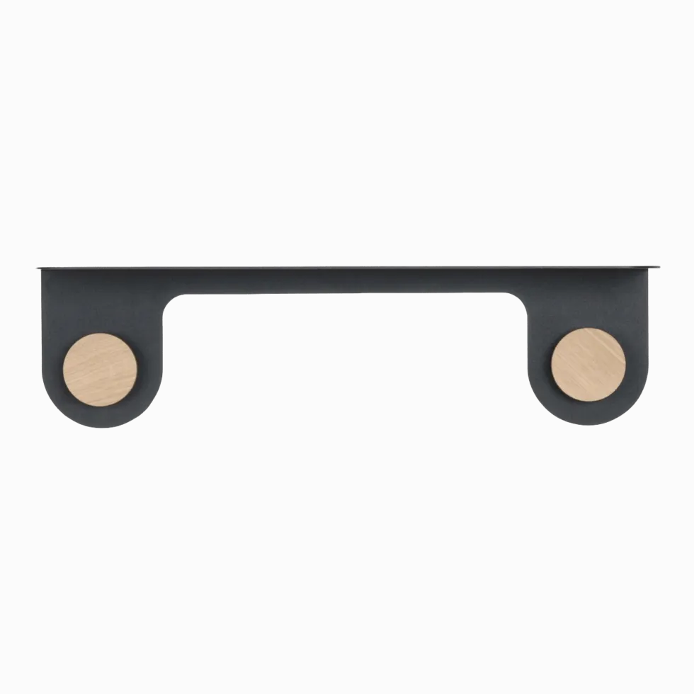 Porte manteaux étagère en chêne blanchie huilé et acier noir 50 cm - Gazzda