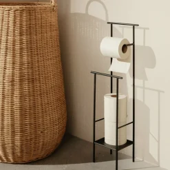 Porte-papier toilette en métal noir Dora - Ferm Living