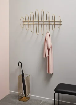 Porte-parapluies en acier inoxydable doré 56 cm Curva - AYTM