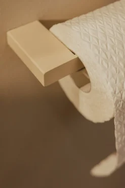 Porte-rouleau papier toilette en acier beige cashew 8x15cm Tuali - Metallbude