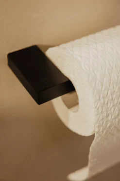 Porte-rouleau papier toilette en acier noir 8x15cm Tuali - Metallbude