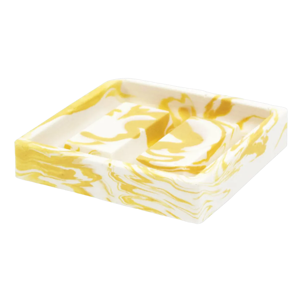 Porte-savon en roche saline jaune ocre 9,5 x 2,3 cm - Studio Rosaroom