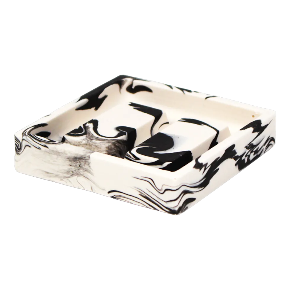 Porte-savon en roche saline noir de mars 9,5 x 2,3 cm - Studio Rosaroom