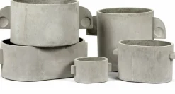 Pot art déco en béton ovale gris clair 43cm - Serax