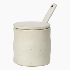 Pot à confiture avec cuillère en porcelaine blanc cassé Flow - Ferm Living
