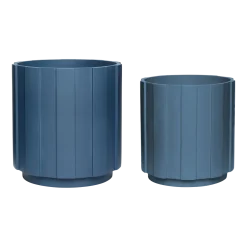 Pot de fleurs en plâtre bleu pétrole (lot de 2) Dahlia - Hübsch