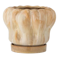 Pot de fleurs Hollis avec soucoupe Nature Stoneware - Bloomingville