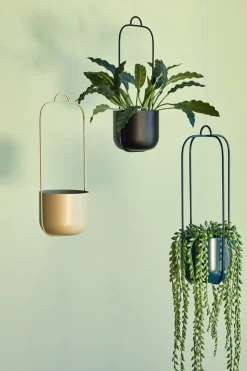 Pot à fleurs en suspension noir (lot de 2) Lotus - Hübsch
