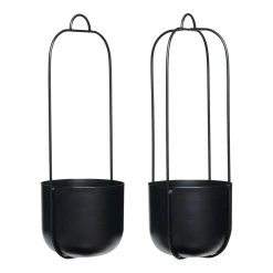 Pot à fleurs en suspension noir (lot de 2) Lotus - Hübsch