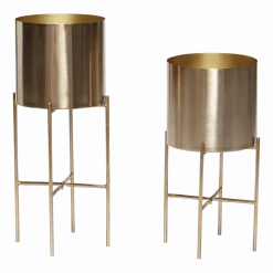 2 Pots en métal doré - Hübsch