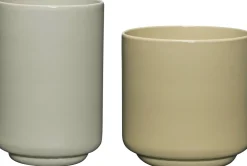 Pots en poudre de pierre vert clair et sable- Hübsch