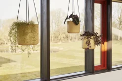 3 Pots ronds suspendus en fer beige Bloom - Hübsch