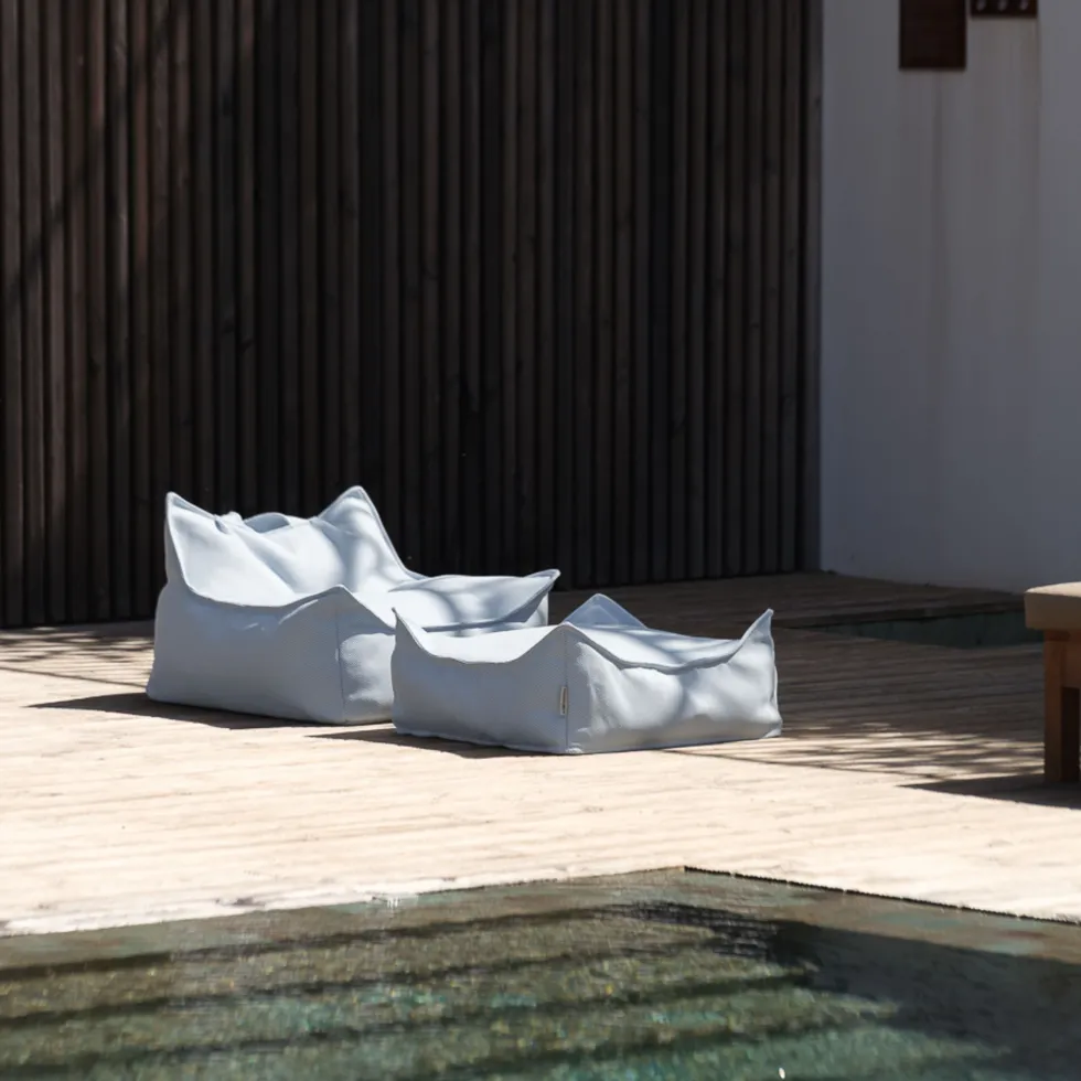 Pouf carré en oléfine azure 60 x 60 cm - Wigiwama