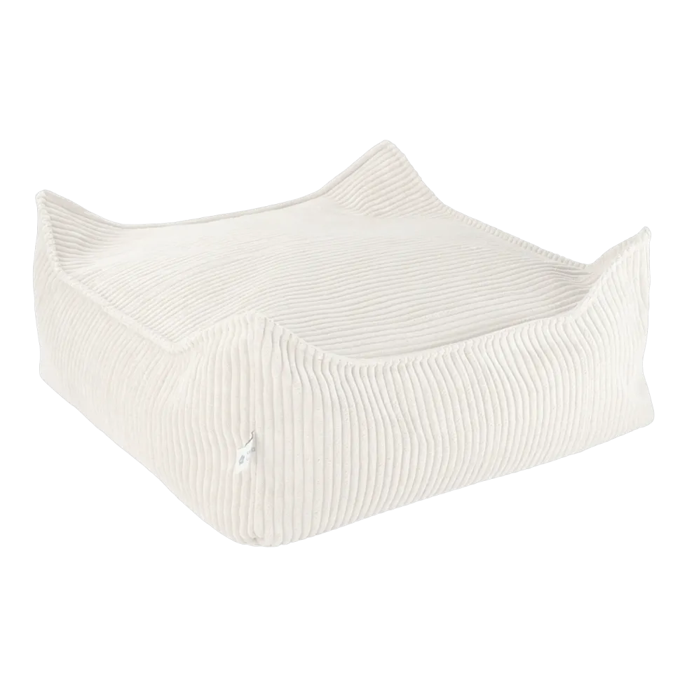 Pouf carré en velours côtelé côtelé blanc marshmallow 60 x 60 cm - Wigiwama