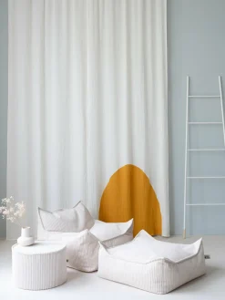 Pouf carré en velours côtelé côtelé blanc marshmallow 60 x 60 cm - Wigiwama