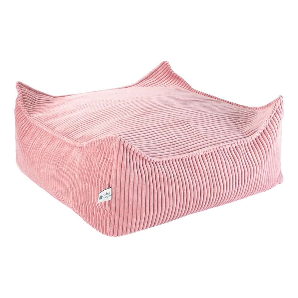 Pouf carré en velours côtelé rose 60 x 60 cm - Wigiwama