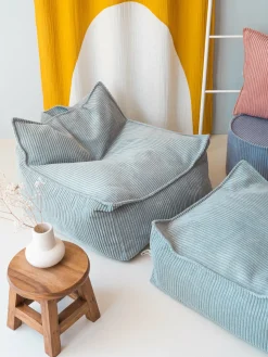 Pouf carré en velours côtelé vert menthe poivrée 60 x 60 cm - Wigiwama