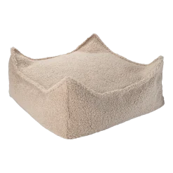 Pouf carré sherpa bouclé biscuit 60x60cm Beanbgas - Wigiwama