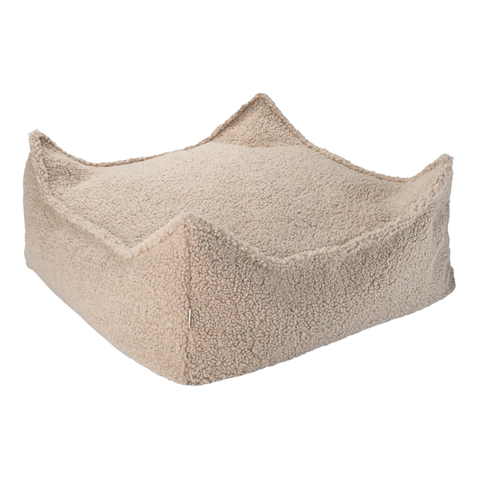 Pouf carré sherpa bouclé biscuit 60x60cm Beanbgas - Wigiwama