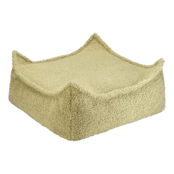 Pouf carré sherpa bouclé matcha 60x60cm Beanbgas - Wigiwama