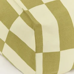 Pouf d'extérieur pour enfant en tissu déperlant à carreaux vert et jaune 68 x 40 x 60 cm Vibes - Nobodinoz