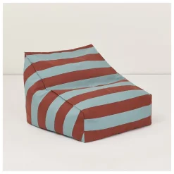 Pouf d'extérieur pour enfant en tissu déperlant à rayures bleu et rouge 68 x 40 x 60 cm Vibes - Nobodinoz
