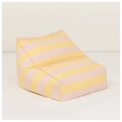 Pouf d'extérieur pour enfant en tissu déperlant à rayures jaune et rose 68 x 40 x 60 cm Vibes - Nobodinoz