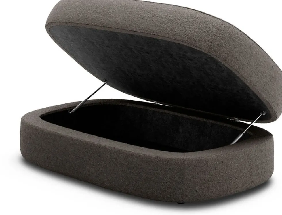 Pouf en bois et mousse dark taupe 120cm Covent - New works