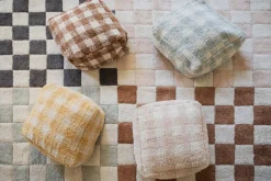 Pouf en coton bleu 40 x 20 cm Vichy - Lorena Canals