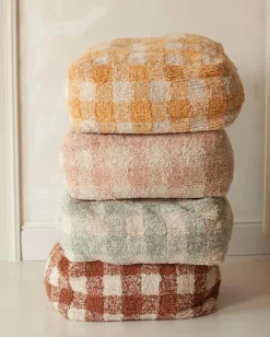Pouf en coton bleu 40 x 20 cm Vichy - Lorena Canals