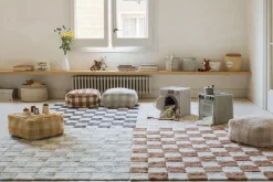 Pouf en coton bleu 40 x 20 cm Vichy - Lorena Canals