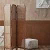 Pouf en coton à motifs blanc cassé Wular - Nordal