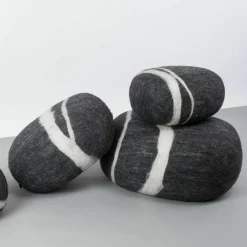 Pouf en laine anthracite marbré XL Hugo - myfelt