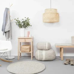 Pouf en laine beige marbré XXL Béla - myfelt