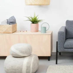 Pouf en laine beige marbré XXL Béla - myfelt