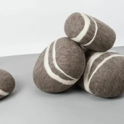 Pouf en laine marron marbré L Alwin - myfelt