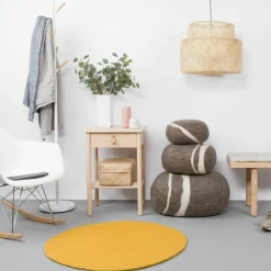 Pouf en laine marron marbré L Alwin - myfelt