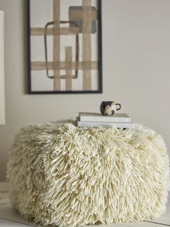 Pouf en laine naturelle 80x45x80cm Lomba - Bloomingville
