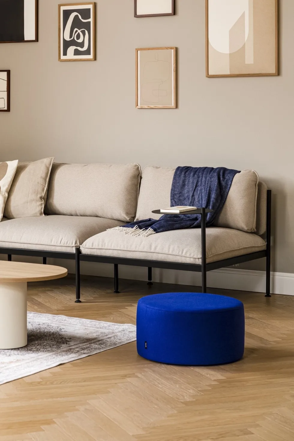 Pouf en laine vert mousse 25 cm Folk - noo.ma