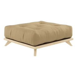 Pouf en pin et tissu beige blé 100x90x40cm Senza - Karup Design