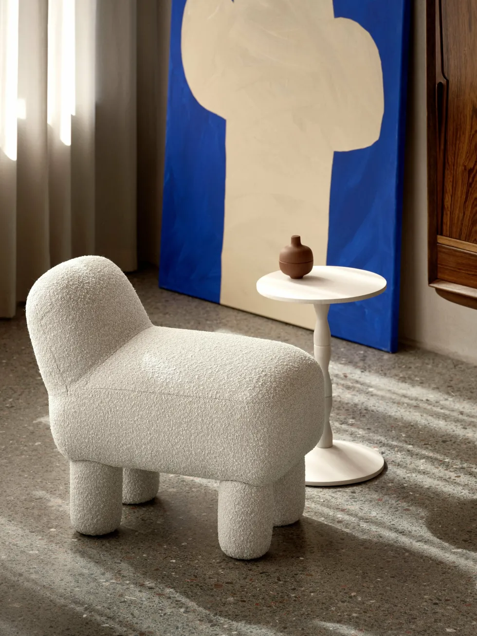 Pouf en polyester recyclé crème 59 cm Lulu - Design House Stockholm